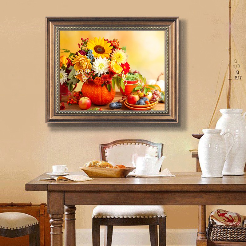 欧式客厅背景墙花卉装饰画走廊墙画餐厅饭厅挂画卧室油画定制壁画图片