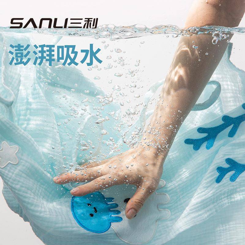 毛巾儿童纯棉浴袍卡通刺绣浴袍纱布浴衣宝宝洗澡浴衣家居服
