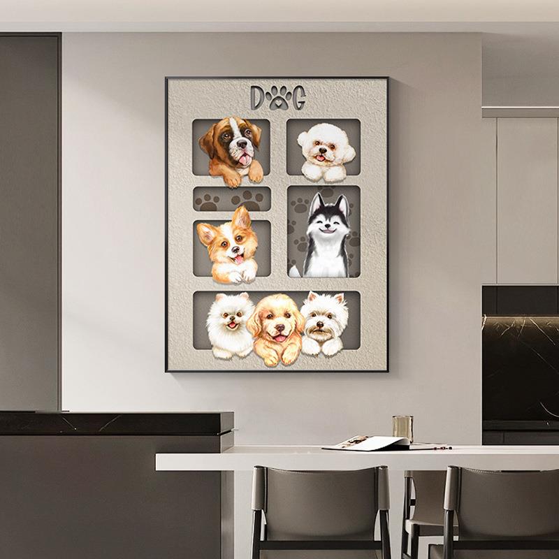 现代北欧电表箱装饰画可爱猫咪配电箱画开关画奶油风客厅遮挡挂画图片