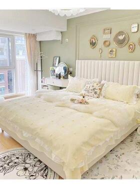 极简风床双人轻奢免洗技床极简布艺GYY床奶油布系科网红床床主卧