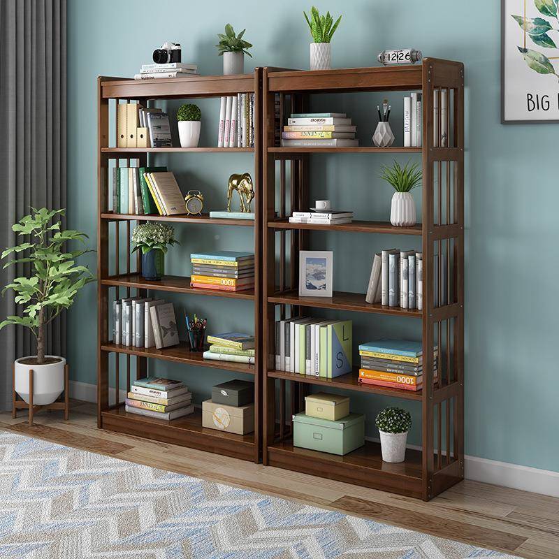 实木层房书架组多合AT201现代简约书柜卧室书落地式置架橡物胶木