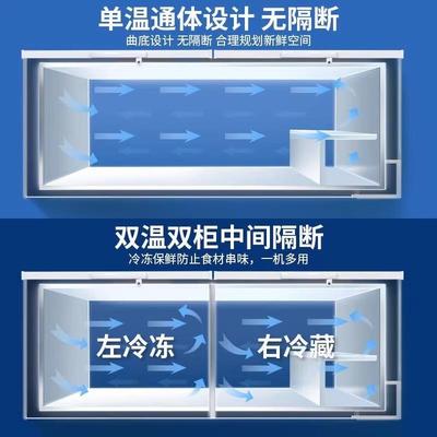 美凌卧式冷柜速冻保鲜冷藏柜冷藏冷冻冰箱商用水柜家用大容量冰柜
