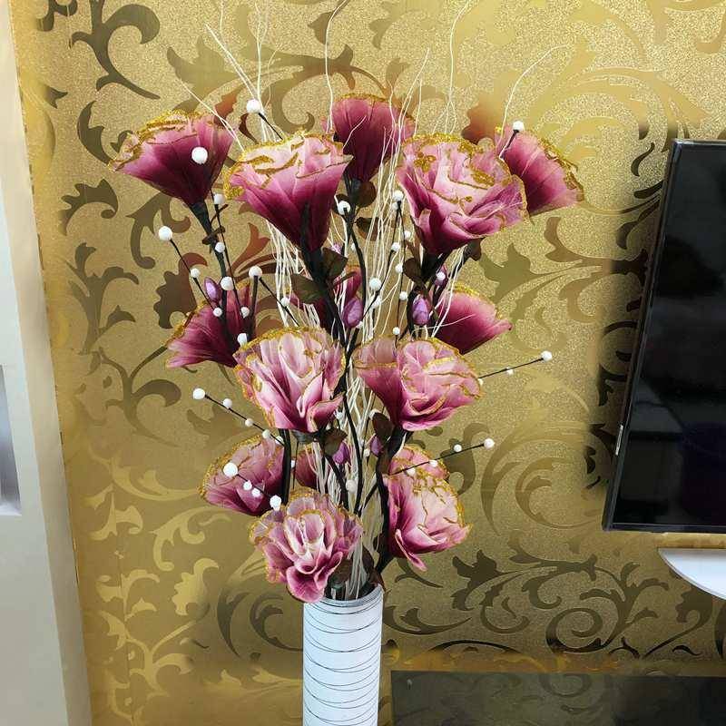 叶TGO脉花客厅落假干花玫瑰插花干花富贵地丹牡花新房装饰花希良