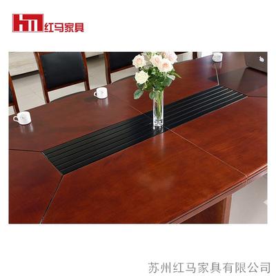 大型会议桌椭圆形油漆实木皮会议室桌椅组合商务高端桌会议桌