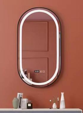 智能镜带框椭LE圆D智能镜卫生间雾002浴镜室带灯化妆镜壁挂式防直