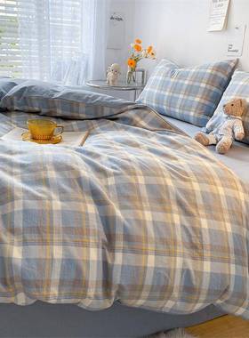 棉水洗生棉四件套全100纯棉床单笠WZ100550款被套上罩学宿舍三件