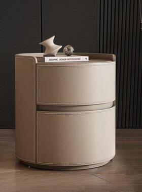 床头柜创式马鞍皮巧AL101165圆形简约现代小卧室新款20板25岩轻奢