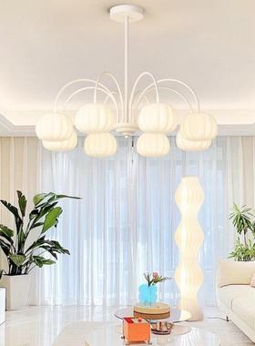 客厅灯现代简约奶LM043油风灯全谱护眼卧室灯网红瓜中吊光山灯具