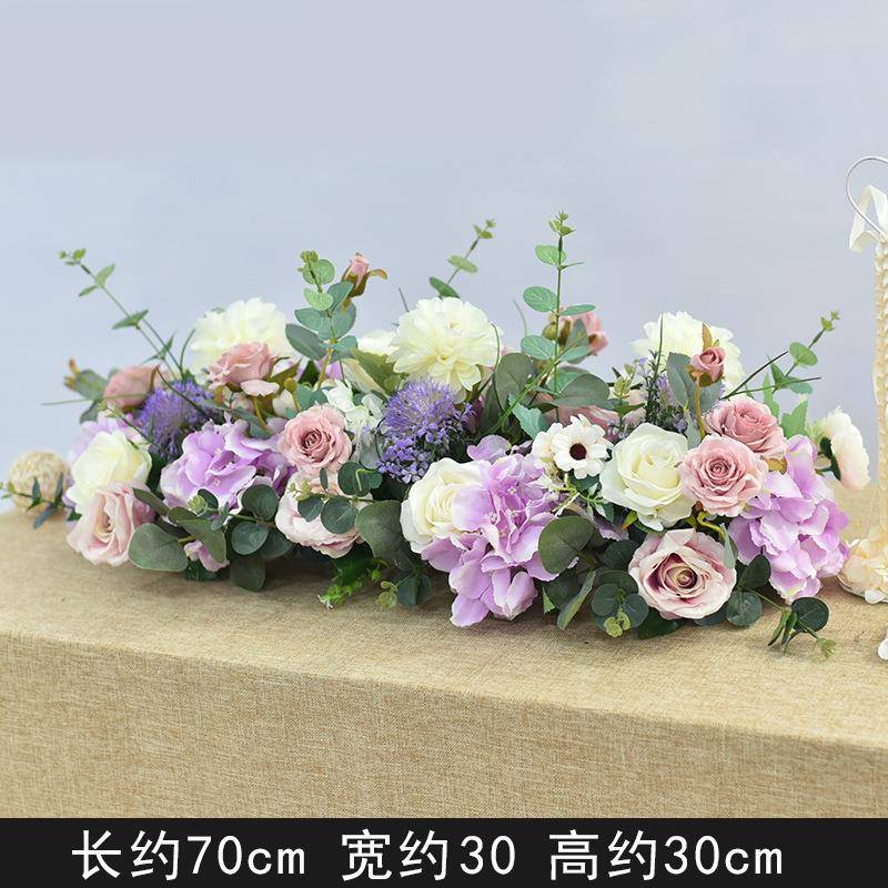 餐厅长桌桌花摆花商务会议桌桌面装饰台花宴会布置餐桌仿真花摆件