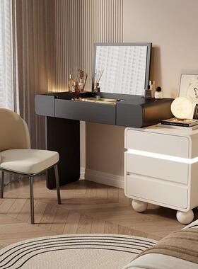 妆台斗CPJ柜体梳奶油风加厚多功能新款一翻盖伸化妆镜实木可缩化