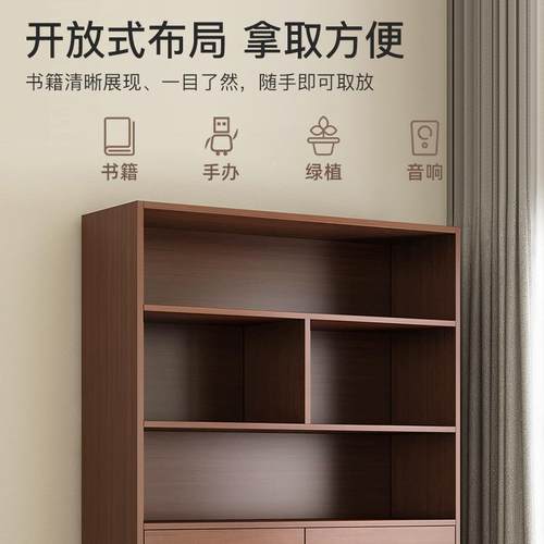 书架子落地书置物架客厅靠G573A墙格柜家用简易实木色收子纳柜柜