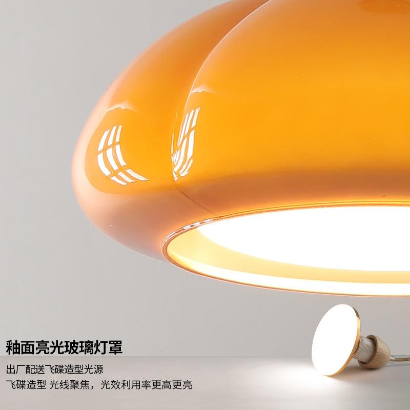 中古餐厅南瓜吊灯新款原木玻璃卧室日式复古卧室岛台餐桌吧台灯具