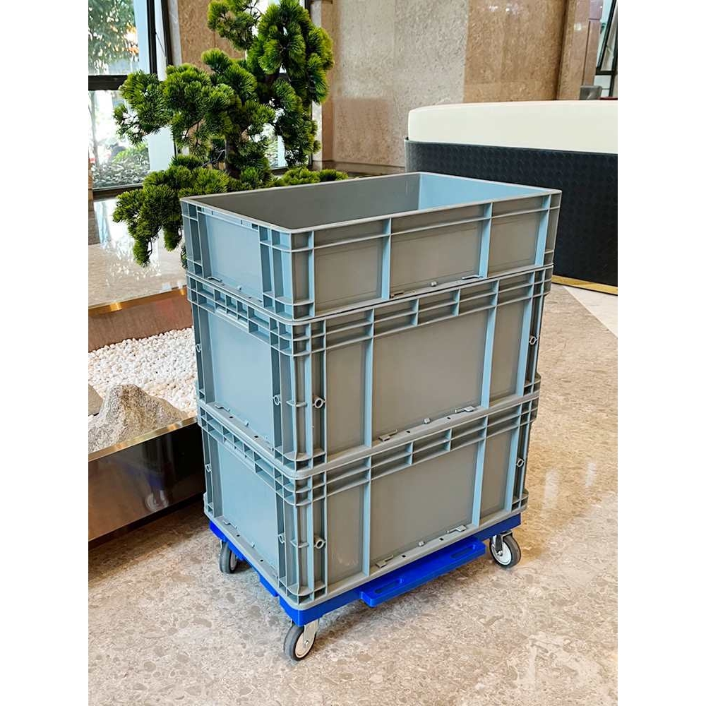 镂空凹槽塑料周转箱乌龟车可拼接四轮小箱小推车移动工具车手推车