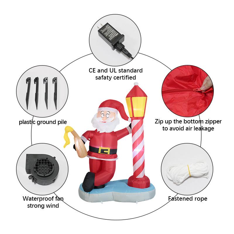 跨境圣诞6FT装充气气节模LED发光创S757意诞老人圣灯塔户外庭院饰