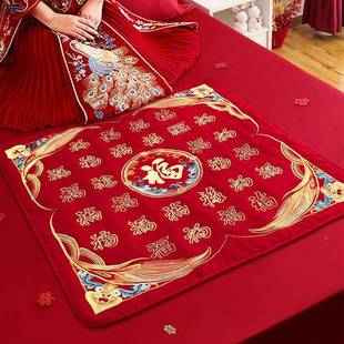 福垫坐结婚垫子红喜庆刺百绣福被新娘做福女方遥伊供应出福嫁备婚