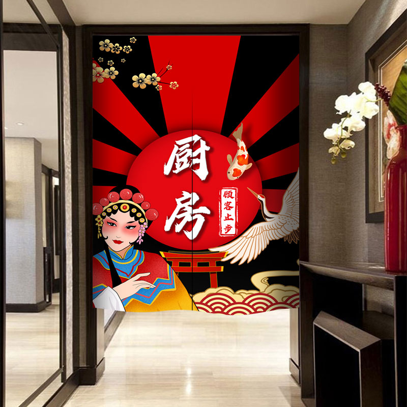 厨房门帘隔断帘后厨防油烟专用遮挡商用半帘布挂帘子餐饮饭店定制