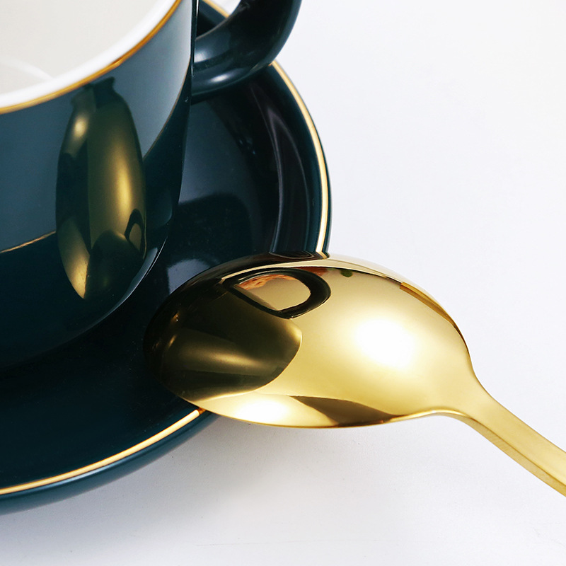 304加厚不锈钢长柄汤勺彩色圆头瓢羹饭店商用铁饭匙西餐店金汤匙