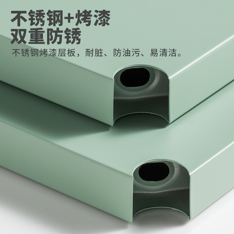 不锈钢厨房置物架带围栏烤箱锅架家用收纳架子多层落地式储物货架