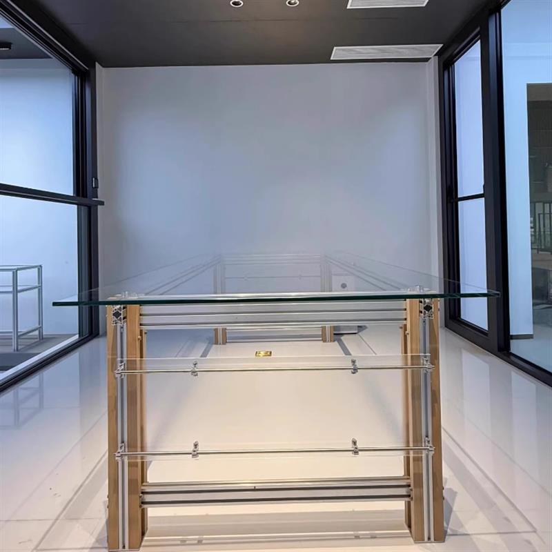 铝型材钢化玻璃桌会议桌设计师包豪斯风格餐桌工作台电脑桌办公桌