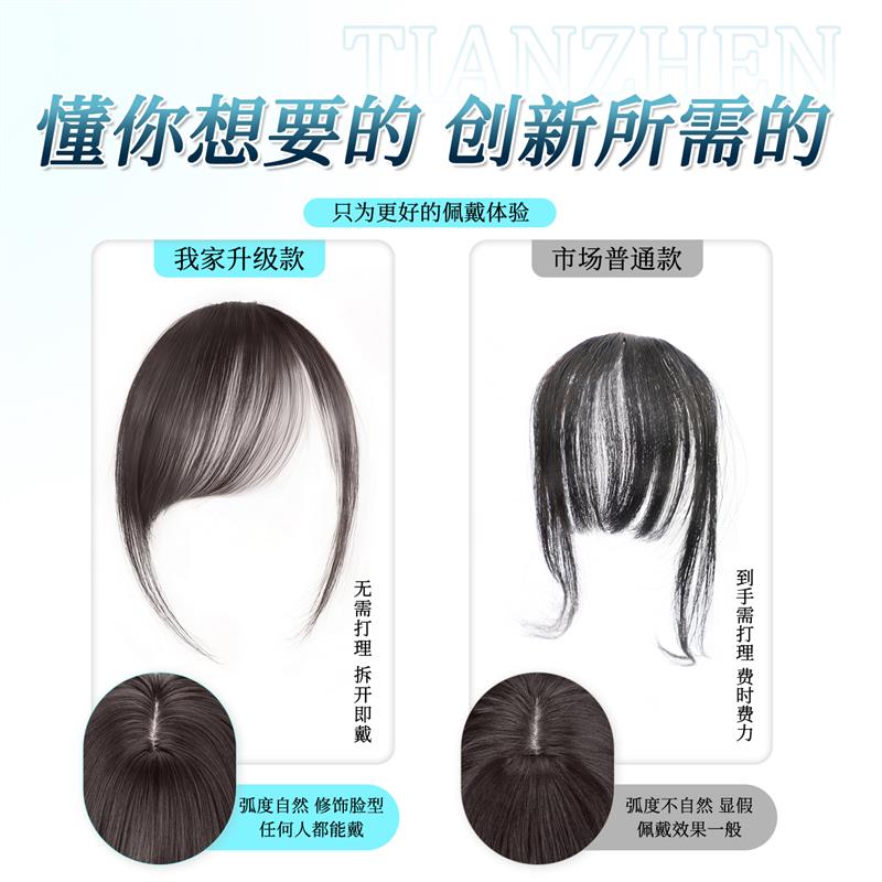 假刘海全真发古早气质斜刘海假发自然前额清冷韩系齐刘海假发片女