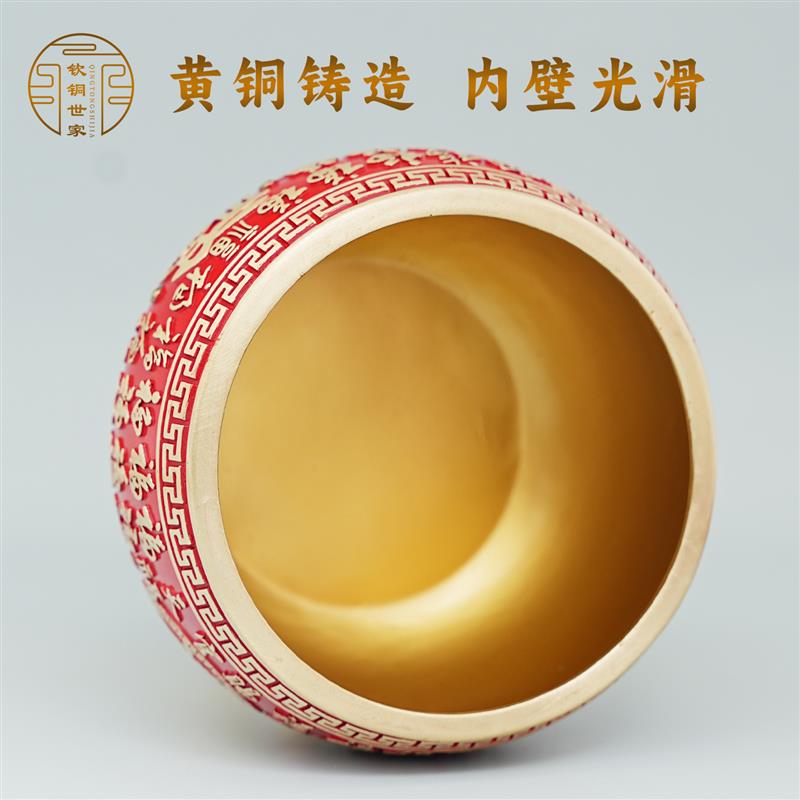 纯黄铜聚宝盆摆件天官赐福聚宝盆招财进宝家居装饰品客厅玄关摆设