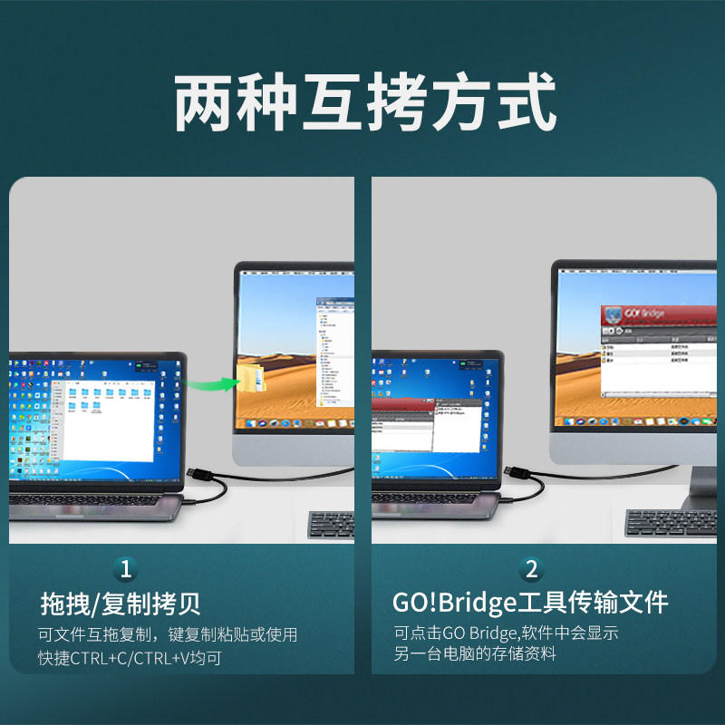 usb对拷线电脑数据传输线互拷两台连接联机资料共享鼠标键盘3.0快