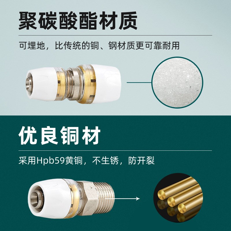 铝塑管快速接头配件地暖管4分转1216快插转接6分2025自来水管配件