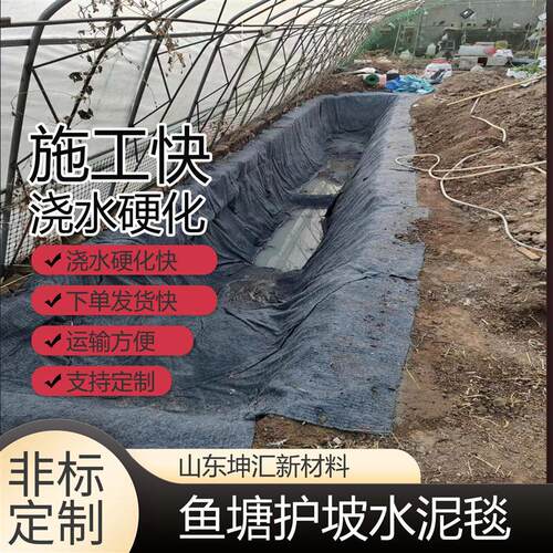 水泥毯浇水固化新型混凝土鱼塘护坡铺路水渠防水河道基坑用固水毯