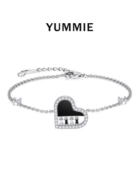 优米珠宝心琴手链S925黑玛瑙