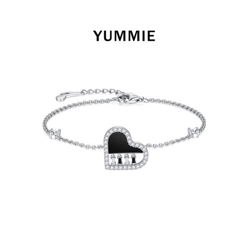 优米珠宝心琴手链S925黑玛瑙