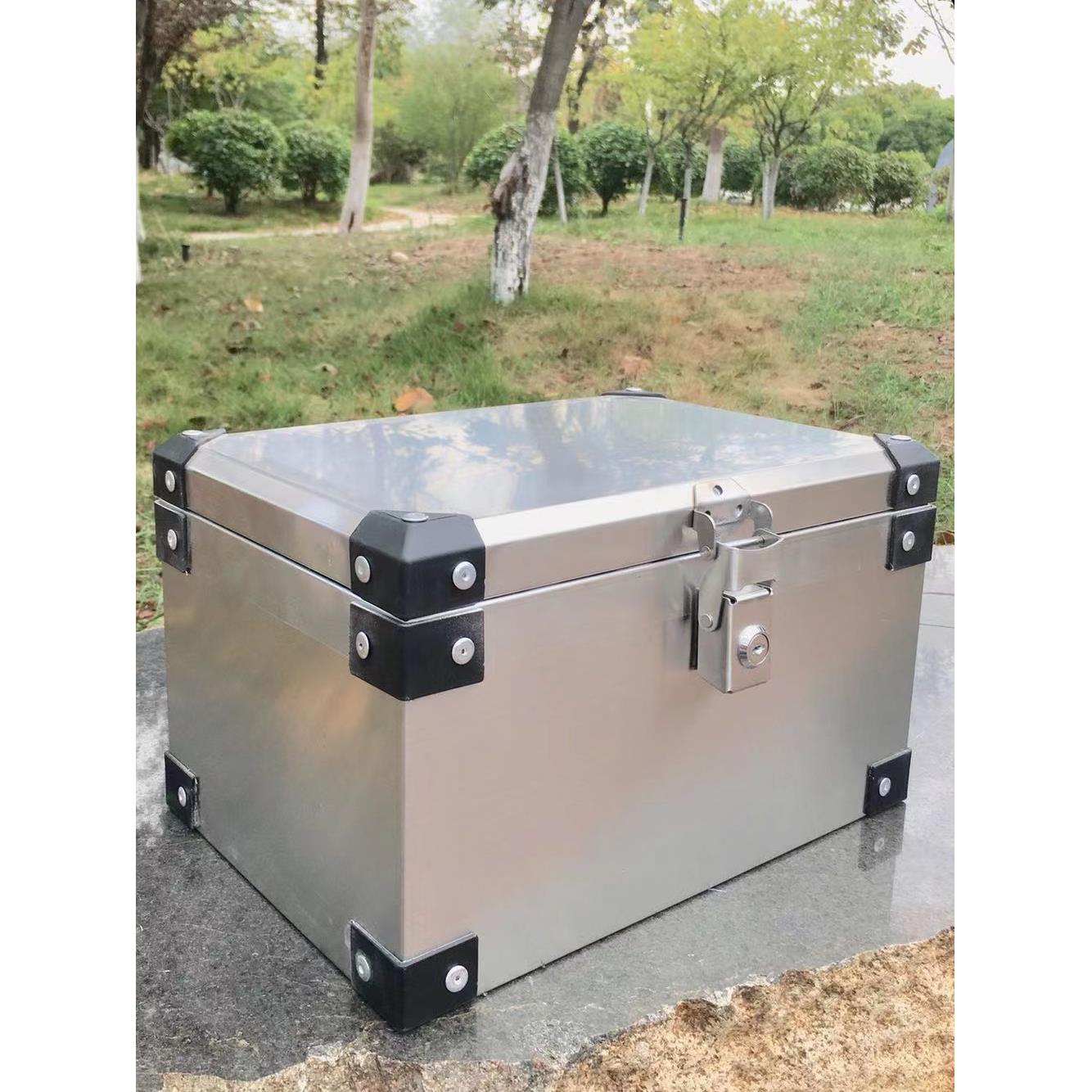 后备箱304不锈钢电动电瓶摩托车尾箱加厚通用外卖储物工具大容量