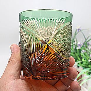 水晶玻璃杯威士忌杯日本江户切子工艺手工雕刻洋酒杯家用礼品 日式