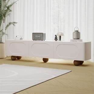 风家用客厅地柜现代简约收纳储物柜设计师24奶油风实木电视柜 法式
