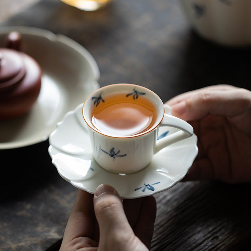 纯手绘兰花杯垫功夫茶道