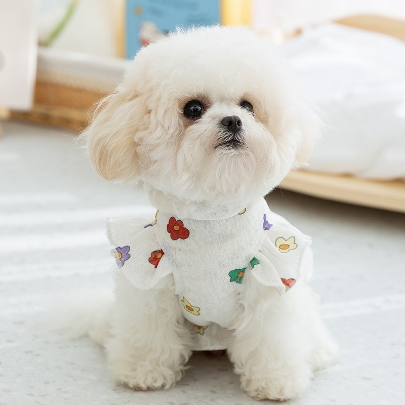 夏季狗狗衣服薄款可爱印花连衣裙泰迪比熊中小型犬外出宠物猫衣服