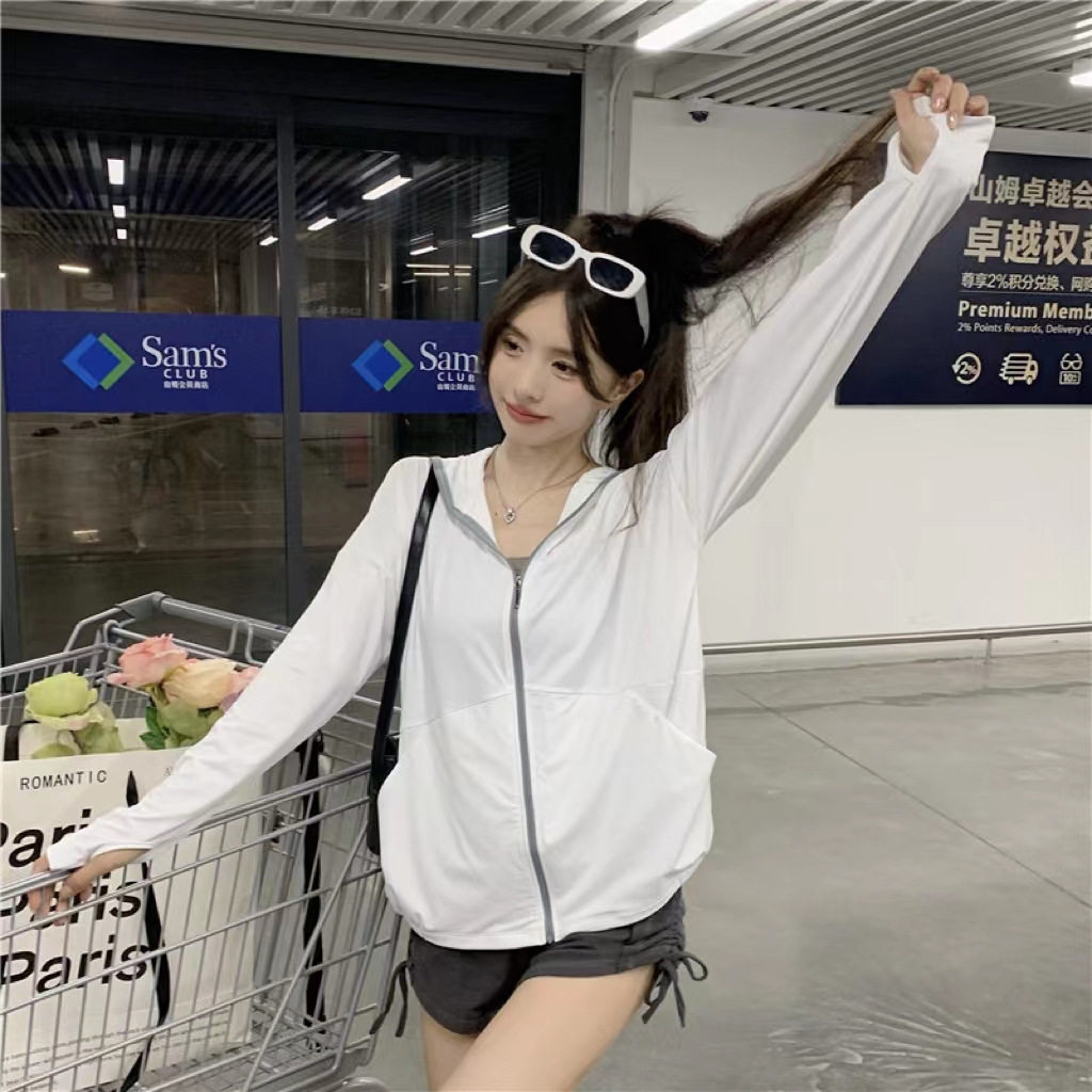 连帽防晒衣女薄款透气长袖春夏季新款遮阳穿搭冰丝防晒服开衫外套