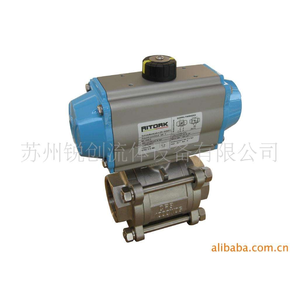 苏州锐创气动SUS304丝扣球阀，气动球阀，气动不锈钢球阀