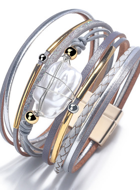 2025新款欧美风尚巴洛克珍珠贝壳手链女士时尚饰品跨境潮流配饰