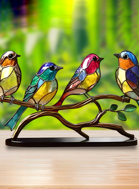 资比 亚马逊百花小鸟摆件家居装饰欧式摆件亚克力家居装饰