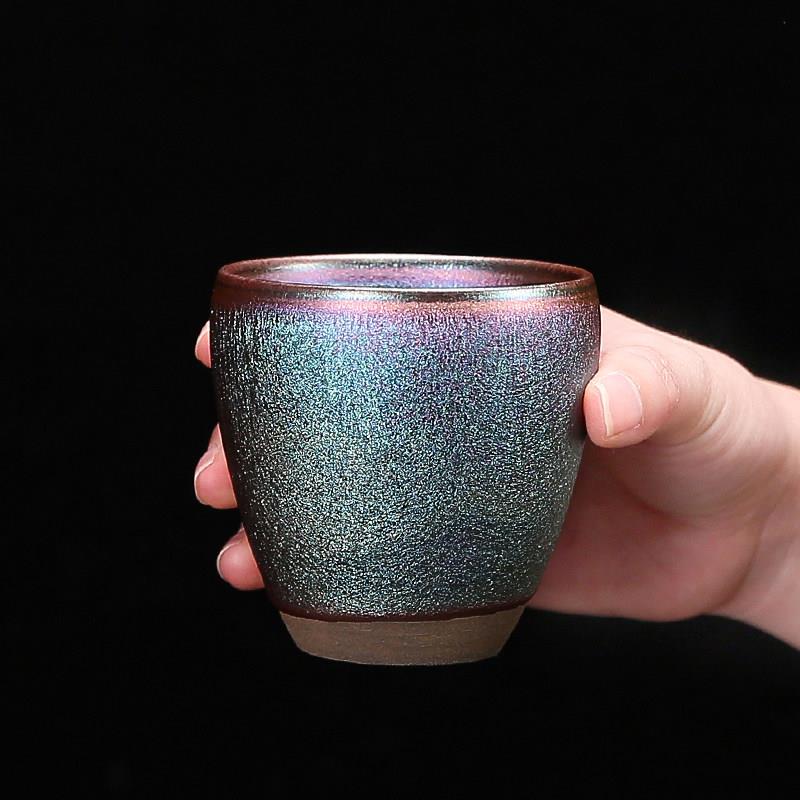 建盏手握杯主人杯品茗杯单杯个人陶瓷复古窑变杯子高档彩金盏茶杯
