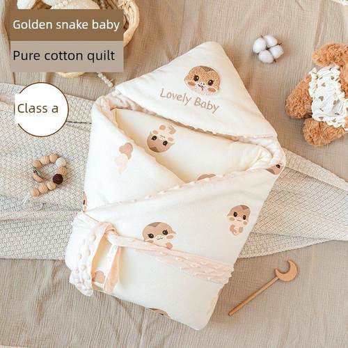 婴儿毯纯棉秋冬加厚产房新生儿郊游袋单豆绒被新生儿毯