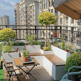 户外座椅花箱组合广场街道阳台露台花槽不锈钢铁艺坐凳庭院定制