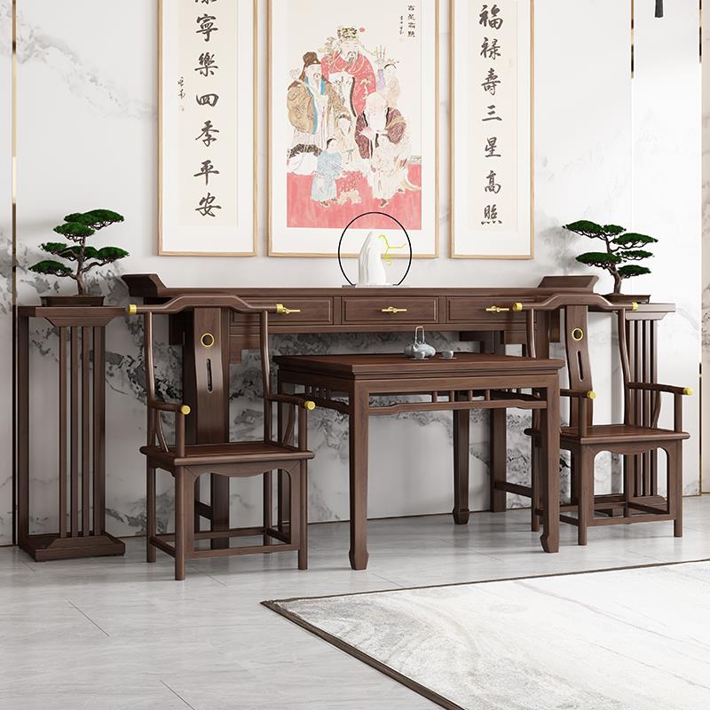 新中式实木中堂六件套农村供桌太师椅八仙桌家用客厅条案佛台