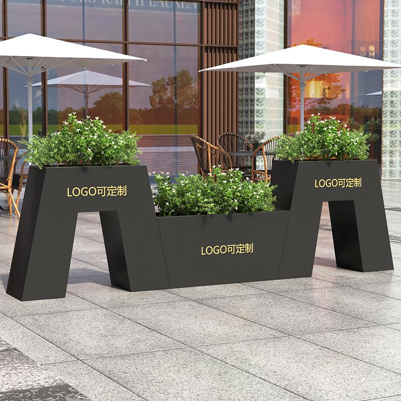 户外铁艺花箱组合围栏隔断种植花槽广场售楼部外摆不锈钢花盆花坛