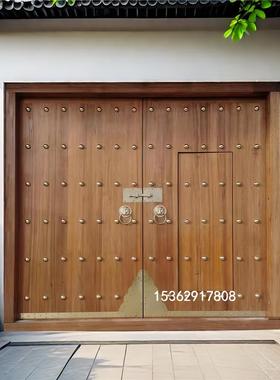 仿古木门实木四合院大门中式别墅大门庭院门原木农村进户双开门