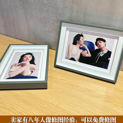 定制印刷照片轻奢复古相框摆台婚纱照全家福高档高级灰色质感画框