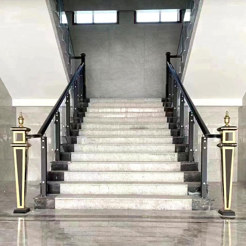 304不锈钢楼梯扶手钢化玻璃护栏阳台玻璃栏杆室内家用立柱新中式