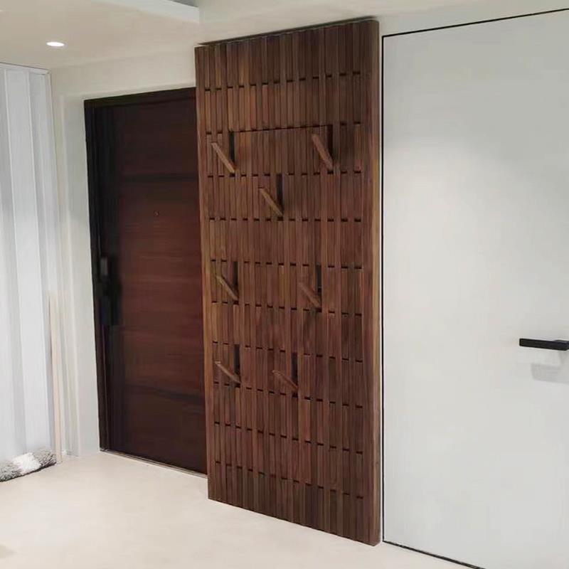 墙面北美黑胡桃木条衣帽架墙壁创意实木衣帽挂钩玄关置物架钢琴键