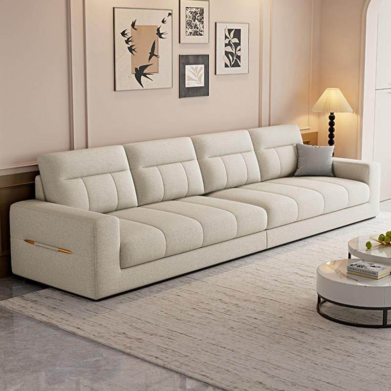 2025新款棉麻布艺沙发客厅小户型现代简约直排四人耐刮耐磨猫抓皮