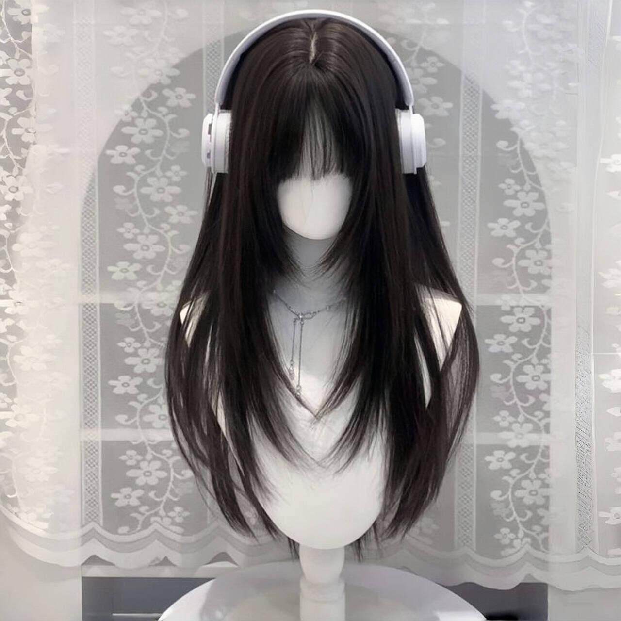 【洋娃娃】假发女高层次二次元日常Lolita黑长直彷真发日常全头套